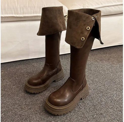 Belt Button Down High Boots